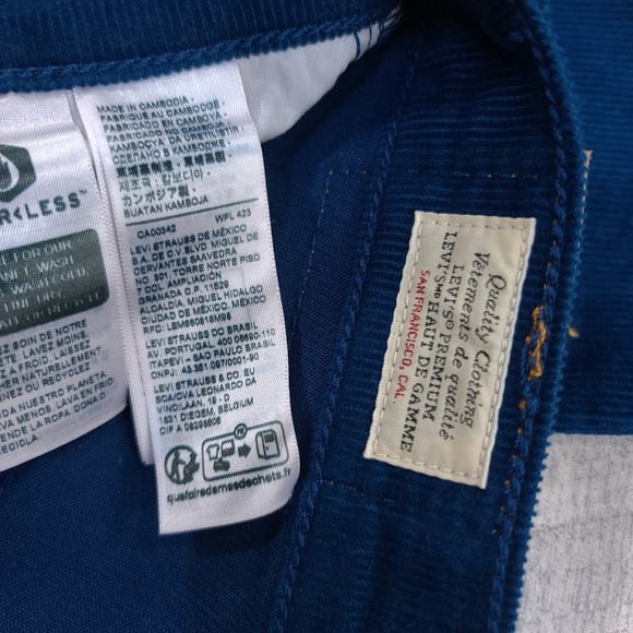 Levi's Ribcage Straight Ankle Pants Womens 24 Blue Corduroy High Rise 26765-0014 - Picture 8 of 10
